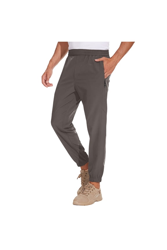 Men's Cuffed Ankle Training Running Pants Outdoor Sports Jogging Trousers with Performance Fit - Lightweight Work Cargo Pants Design for Athletic Activities Comfort,Gray M