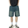thumbnail image 1 of WTOBBY Men's Denim Shorts, Straight Loose Versatile 5-Inch Pants for Casual Wear, Durable and Stylish Design,Blue L, 1 of 2