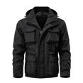 thumbnail image 1 of WTOBBY Men's Detachable Outdoor Jacket, Solid Color Workwear Style with Zippered Pockets, Long Sleeve Casual Coat for Practical Daily Use,Black 2XL, 1 of 5