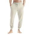 thumbnail image 1 of WTOBBY Men's Drawstring Cuffed Casual Pants with Pockets, Soft Home Sleep Pajama Bottoms for Lounging and Relaxation, Comfortable Fit,Khaki 3XL, 1 of 8