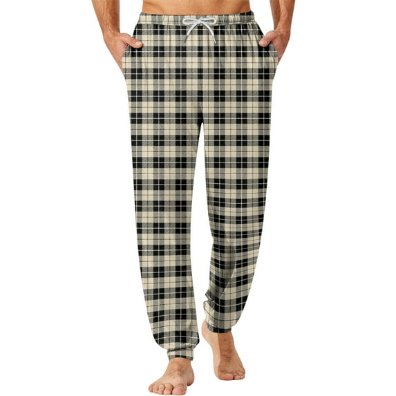 WTOBBY Men's Drawstring Cuffed Lounge Pants with Pockets, Comfortable Home Sleep Pajama Bottoms for Men, Soft Casual Wear for Relaxing,Earthy Yellow 2XL