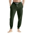 thumbnail image 1 of WTOBBY Men's Drawstring Pocket Cuffed Casual Pants Home Sleep Pants Comfortable Soft Lounge Wear Elastic Waist Men's Trousers,Army Green L, 1 of 8