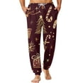 thumbnail image 1 of WTOBBY Men's Drawstring Pocket Cuffed Casual Pants Home Sleep Pants with Christmas Print Comfortable Soft Lounge Men's Trousers,Coffee M, 1 of 7