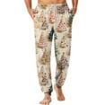 thumbnail image 1 of WTOBBY Men's Drawstring Pocket Cuffed Casual Pants Home Sleep Pants with Christmas Print Comfortable Soft Lounge Men's Trousers,Khaki 2XL, 1 of 7