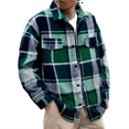 thumbnail image 1 of WTOBBY Men's Flannel Shirts Button-Down Plaid Shirt Long Sleeve Collared Jacket, Casual Fashion Shacket for Relaxed and Retro Styling, Soft and Comfortable,Army Green L, 1 of 2