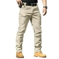 thumbnail image 1 of WTOBBY Men's Fleece-Lined Ripstop Tactical Pants Waterproof Multi-Pocket Work Cargo Pants for Hiking Camping Fishing Construction Outdoor Zippered Durable Men's Trousers,Khaki 3XL, 1 of 8