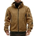 thumbnail image 1 of WTOBBY Men's Fleece Outdoor Warm Hooded Coat Jacket, Soft and Lightweight for Hiking, Camping, and Daily Wear, Wind-Resistant and Comfortable in Cool Weather,Khaki 2XL, 1 of 3