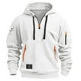 thumbnail image 1 of WTOBBY Men's Full-Zip Hooded Cardigan Arm Pocket Sportswear Oversized Casual Sweatshirt Jacket Athletic Street Style Breathable Fabric,White L, 1 of 5