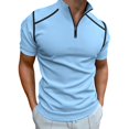 thumbnail image 1 of WTOBBY Men's Golf Short Sleeve T-Shirt Lightweight and Breathable, Quarter-Zip Lapel Collar, Stylish Casual Shirt for Golf, Outdoor, and Everyday Active Wear,Sky Blue M, 1 of 5