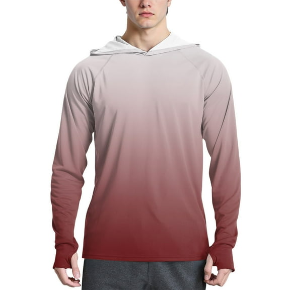 WTOBBY Men's Gradient Fashion Hoodie with Long Sleeve SPF/UV Sun Protection, Protective Shirt for Sports Activities, Quick-Dry and Stylish ,Pink M