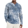 thumbnail image 1 of WTOBBY Men's Gradient Tie-Dye Zip-Up Hoodie Henley Long Sleeve Shirt Casual Loose Fit Top for Men in Everyday Fashion and Comfort,Blue L, 1 of 7