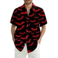 thumbnail image 1 of WTOBBY Men's Graphic Short Sleeve Shirt Casual Loose Fit Halloween Print Party Wear Cotton Blend Crew Neck Tee Holiday Celebration Costume Top,Black L, 1 of 6