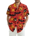 thumbnail image 1 of WTOBBY Men's Graphic Short Sleeve Shirt Casual Loose Fit Halloween Print Party Wear Cotton Blend Crew Neck Tee Holiday Celebration Costume Top,Vermilion 2XL, 1 of 6