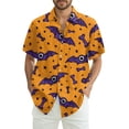 thumbnail image 1 of WTOBBY Men's Halloween Printed Short Sleeve Shirt Casual Loose Fit Party Graphic Tee Cotton Blend Breathable Top for Festival Costume Holiday Celebration,Dark Purple XL, 1 of 6