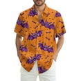 thumbnail image 1 of WTOBBY Men's Halloween Printed Short Sleeve Shirt Casual Loose Fit Party Graphic Tee Cotton Blend Breathable Top for Festival Costume Holiday Celebration,Light Purple 3XL, 1 of 6