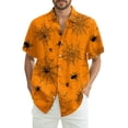 thumbnail image 1 of WTOBBY Men's Halloween Printed Short Sleeve Shirt Casual Loose Fit Party Graphic Tee Cotton Blend Breathable Top for Festival Costume Holiday Celebration,Saffron M, 1 of 6