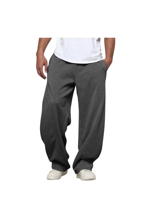 Men's High-Waisted Baggy Sweatpants Lightweight Joggers with Pockets Pull-On Design for Workout Athletic Daily Casual Wear Comfort Fit Men's Pants,Dark Gray S