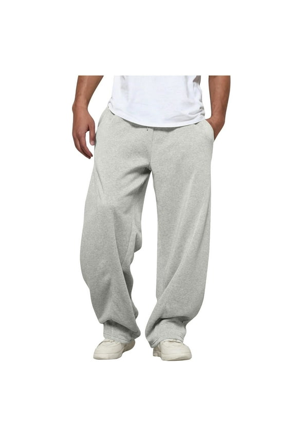 Men's High-Waisted Baggy Sweatpants Lightweight Joggers with Pockets Pull-On Design for Workout Athletic Daily Casual Wear Comfort Fit Men's Pants,Light Gray 2XL