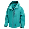 thumbnail image 1 of WTOBBY Men's Hooded Mountaineering Jacket, Waterproof Windbreaker for Outdoor Hiking, Unisex Loose Fit Casual Wear for All-Weather Protection,Turquoise 2XL, 1 of 3