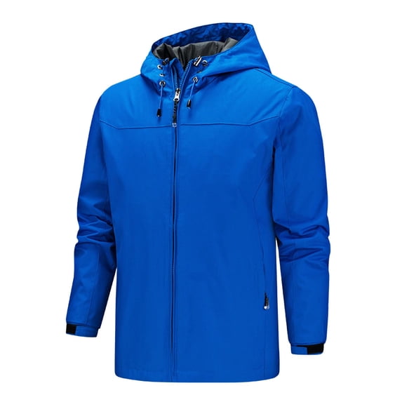 WTOBBY Men's Hooded Zipper Jacket for Outdoor - Fast-Drying Windbreaker, Casual Mountaineering Suit, Sportswear Ready, Ideal for Hiking and Everyday Adventures,Sky Blue L