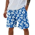 thumbnail image 1 of WTOBBY Men's Large Casual Loose Sports Shorts, Hawaiian Print Design, Beach Pants with Breathable Fabric for Summer Comfort,Blue L, 1 of 5