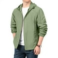 thumbnail image 1 of WTOBBY Men's Lightweight Hooded Windbreaker, Loose Fit Outdoor Long Sleeve Jacket with Water-Repellent Finish, Packable Travel Shell,Army Green L, 1 of 8