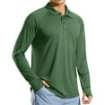 thumbnail image 1 of WTOBBY Men's Lightweight Long Sleeve Golf Shirt with Raglan Sleeve and UPF 50+ Sun Protection for Sporty Casual Wear Quick Dry Performance Shirt ,Army Green L, 1 of 4