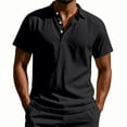 thumbnail image 1 of WTOBBY Men's Linen Short Sleeve Shirt Lightweight and Breathable, Casual Summer Beach Shirt, Solid Color Top for Golf, Vacation, and Relaxed Outdoor Wear,Black 3XL, 1 of 7