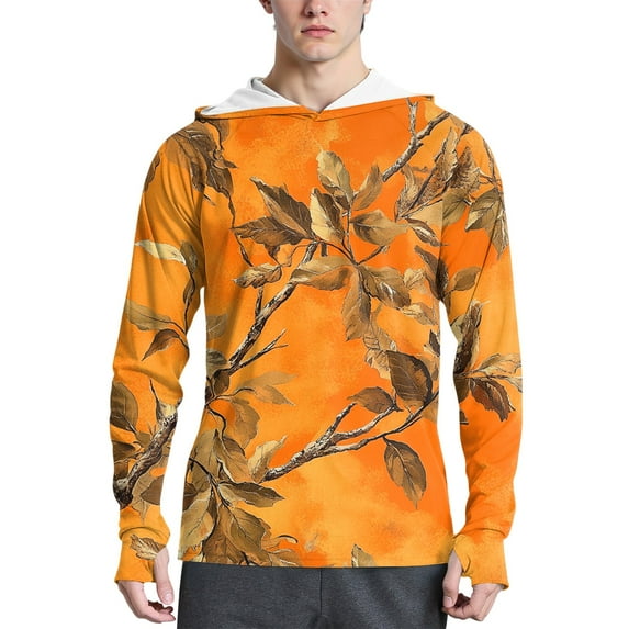 WTOBBY Men's Long Sleeve Camouflage Hoodie with SPF/UV Protection, Sun Protective Shirt for Daily Use, Quick-Dry and Breathable Design for Comfort ,Green S