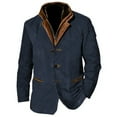 thumbnail image 1 of WTOBBY Men's Long Work Jacket with Spliced Button Pockets, Solid Color Casual Coat for Outdoor and Everyday Use with Modern Style,Blue 2XL, 1 of 4