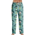 thumbnail image 1 of WTOBBY Men's Loose Fit Anime Print Pajama Pants, Christmas Design, Elastic Waist Drawstring for Yoga and Lounge, Soft and Breathable, Festive Style,Mint Green S, 1 of 4