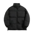 thumbnail image 1 of WTOBBY Men's Loose-Fit Casual Down Jacket with Long Sleeves, Warm and Comfortable Winter Coat, Lightweight Insulated Design for Cold Weather Protection,Black L, 1 of 3