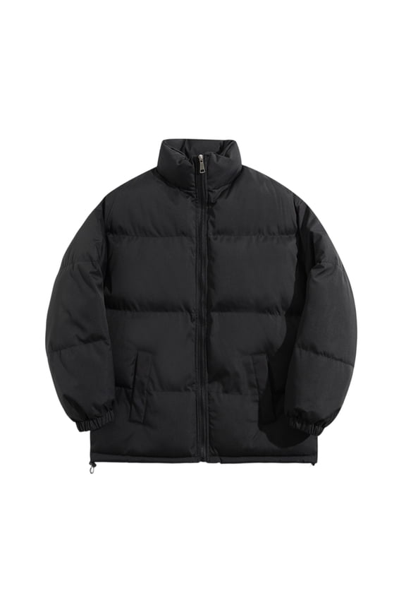 Men's Loose-Fit Casual Down Jacket with Long Sleeves, Warm and Comfortable Winter Coat, Lightweight Insulated Design for Cold Weather Protection,Black S