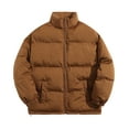 thumbnail image 1 of WTOBBY Men's Loose-Fit Casual Down Jacket with Long Sleeves, Warm and Comfortable Winter Coat, Lightweight Insulated Design for Cold Weather Protection,Light Brown 3XL, 1 of 5
