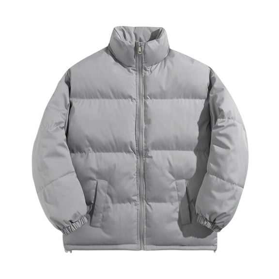 WTOBBY Men's Loose-Fit Casual Down Jacket with Long Sleeves, Warm and Comfortable Winter Coat, Lightweight Insulated Design for Cold Weather Protection,Light Gray 2XL