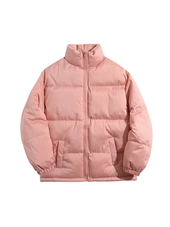 Men's Loose-Fit Casual Down Jacket with Long Sleeves, Warm and Comfortable Winter Coat, Lightweight Insulated Design for Cold Weather Protection,Pink 3XL
