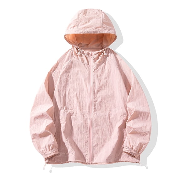 WTOBBY Men's Loose Fit Sun Protective Jacket for Outdoor Casual Wear - Windproof, Quick-Dry Fabric, Perfect for Sports, Beach, and Everyday Sun Defense,Pink M