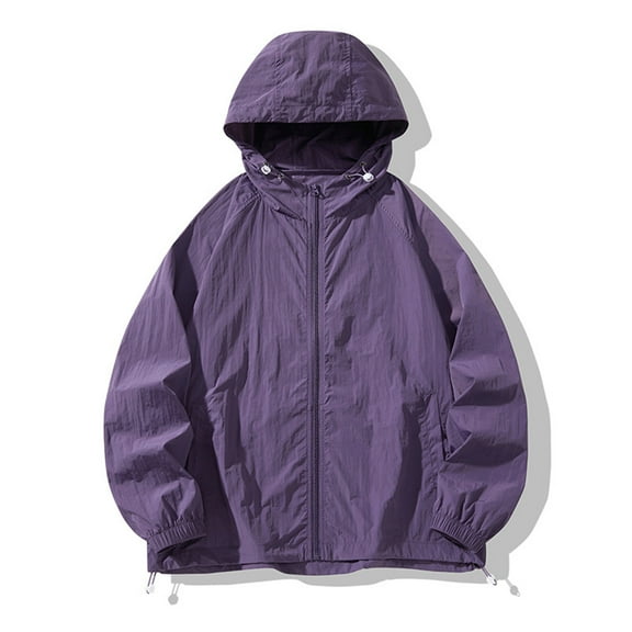 WTOBBY Men's Loose Fit Sun Protective Jacket for Outdoor Casual Wear - Windproof, Quick-Dry Fabric, Perfect for Sports, Beach, and Everyday Sun Defense,Purple M