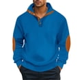 thumbnail image 1 of WTOBBY Men's Loose Solid Color Sweatshirt with Stand Collar, Outdoor Warm Breathable T-Shirt Top for Active Lifestyle and Casual Comfort,Blue M, 1 of 4