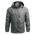 thumbnail image 1 of WTOBBY Men's Mid-Length Waterproof Windbreaker Jacket,Detachable Hood for Outdoor, Tactical Casual Design, Perfect for Winter and Spring for Hiking and Daily Wear,Gray 4XL, 1 of 3