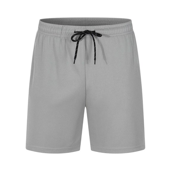 WTOBBY Men's Mid Rise Quick-Dry Mesh Bermuda Shorts with Drawstring Waist, Breathable Athletic for Running Sports,Light Gray 3XL