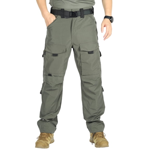 WTOBBY Men's Military Tactical Work Pants Stretch Multi-Pocket Outdoor Waterproof Down Insulated Pants for Hiking Camping Cold Weather Men's Trousers,Green 2XL