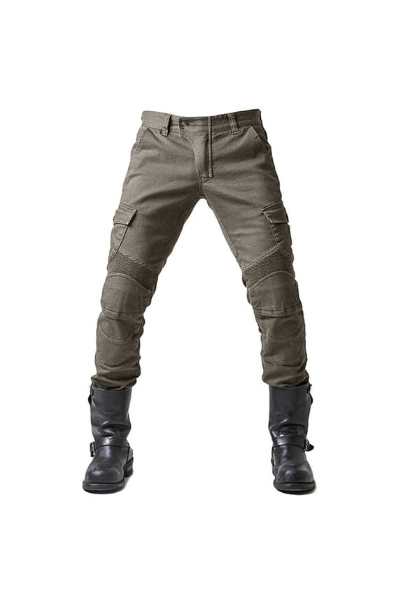 Men's Motorcycle Riding Jeans Anti-Fall Protective Work Pants with Reinforced Fabric - Four Seasons Breathable Wear-Resistant Overalls Stretch Design Comfort Fit Quality,Army Green S