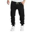 thumbnail image 1 of WTOBBY Men's Multi-Pocket Fleece-Lined Cargo Pants Relaxed Fit for Casual Outdoor Activities Warm Comfortable Workout Joggers Men's Trousers,Black L, 1 of 7