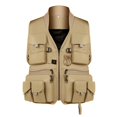 thumbnail image 1 of WTOBBY Men's Multi-Pocket Utility Vest, Breathable Outdoor Photography Fishing Sleeveless Jacket with Gear Loops, Adventure Ready Chest Rig,Khaki 3XL, 1 of 3