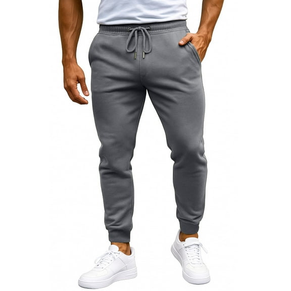 WTOBBY Men's Multi-color Sports Pants for Spring and Autumn Casual Wear, Loose Tied Long Trousers with Comfortable Fit, Stylish and Functional Design,Dark Gray M