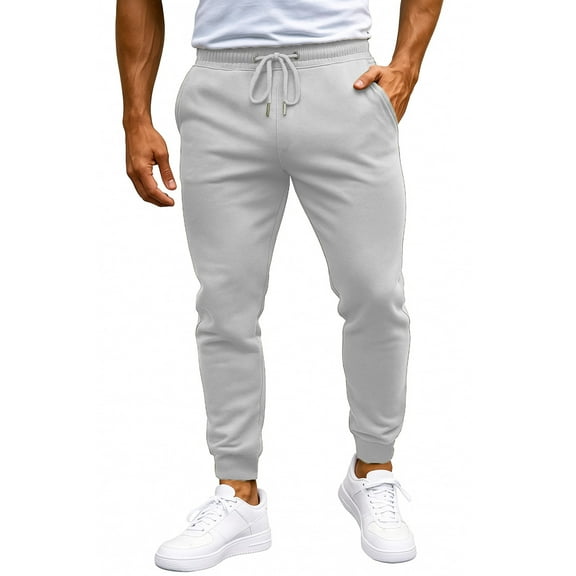 WTOBBY Men's Multi-color Sports Pants for Spring and Autumn Casual Wear, Loose Tied Long Trousers with Comfortable Fit, Stylish and Functional Design,Gray XL
