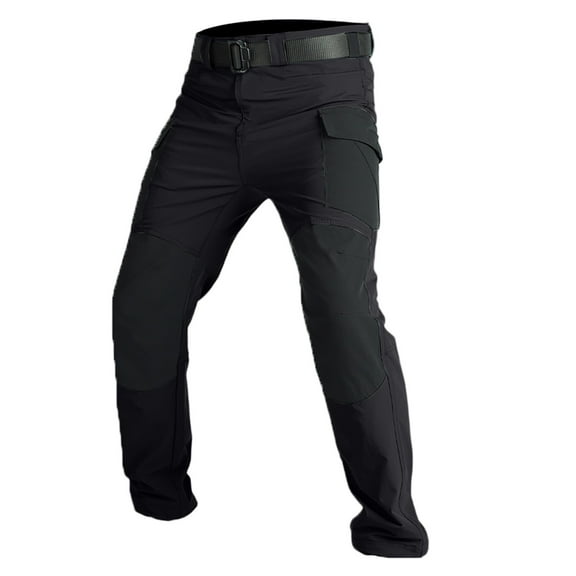 WTOBBY Men's Outdoor Work Pants, Waterproof Durable Multi-Pocket Tactical Trousers for Fishing, Camping, Heavy Duty,Black 2XL