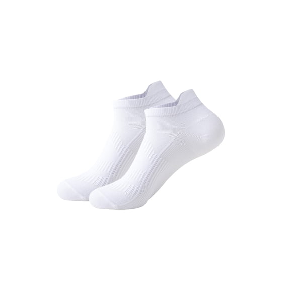 WTOBBY Men's Performance Cotton Cushioned Sport Socks with Arch Support, Thick Athletic Ankle Socks for Running Gym Training, Quarter Length Moisture Management Socks,White