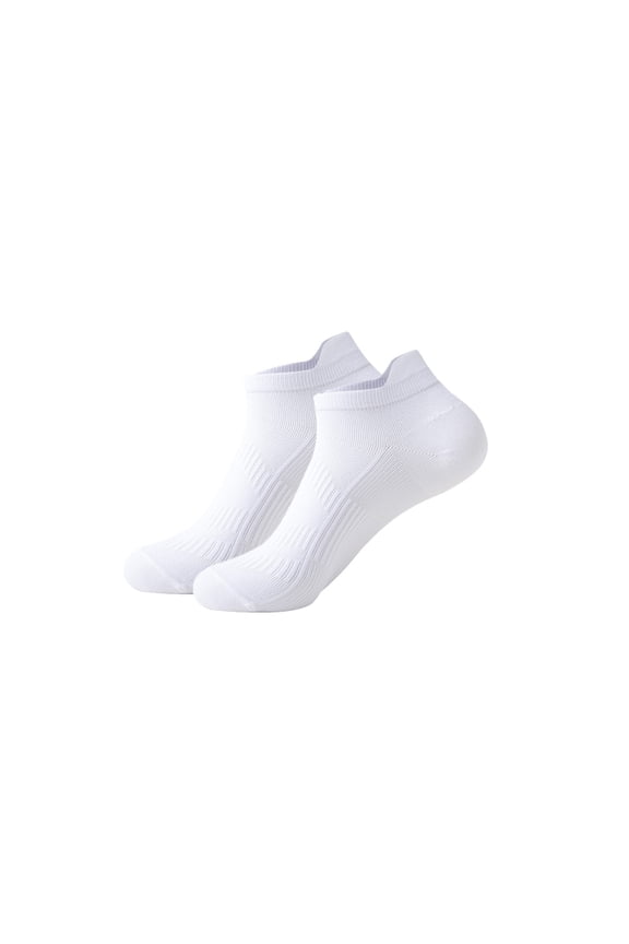 Men's Performance Cotton Cushioned Sport Socks with Arch Support, Thick Athletic Ankle Socks for Running Gym Training, Quarter Length Moisture Management Socks,White